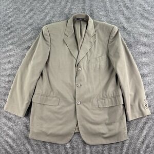 Vintage Brooks Brothers Suit Jacket 44R Tan Cotton Canvas Solid Designer Stretch
